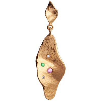 Dangling Ile De L'Amour Earring with Stones Gold