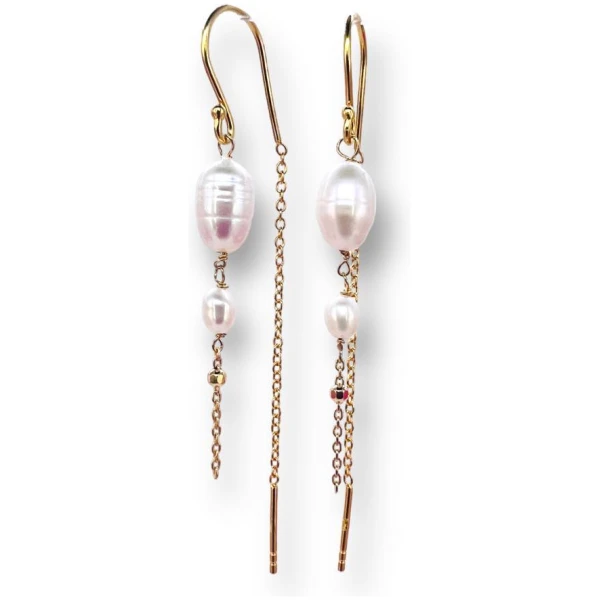 Alice golden ear dimondcut dubble pearl