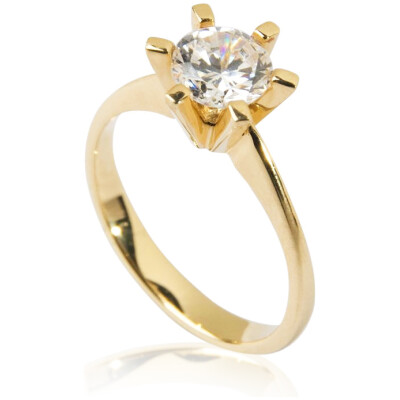 BRILLANZ  Fingerring stor diamant for pengene. Ring i 14 kt. guld med 1,01 ct. white labgrown diamant . Byt inden for 2 år.