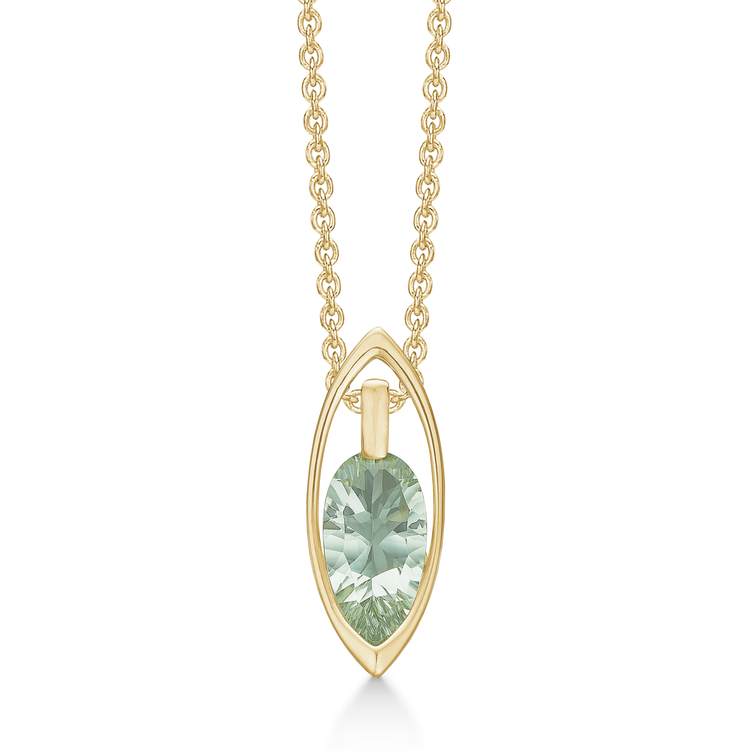 8kt coll oval m/grøn ametyst