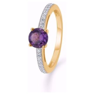 Guld ring 8kt. med ametyst og zirkonia