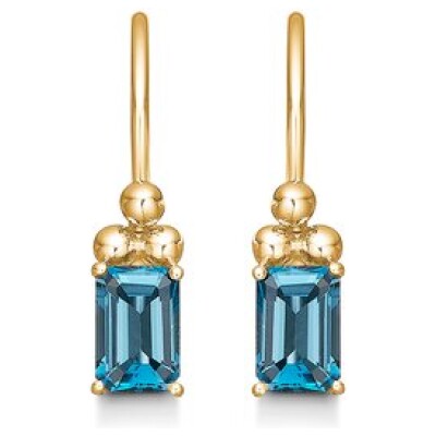 BERRY øreringe i 14 kt. guld m. London Blue Topas
