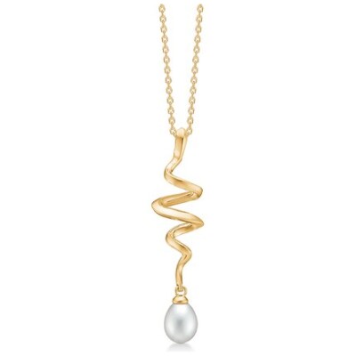SWIRL W. PEARL vedhæng i 14 kt. guld m. perle