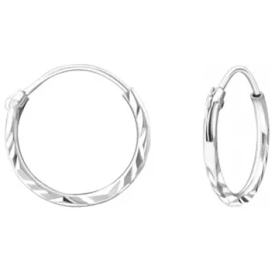 Sølv diamantskåret 12 mm ørebøjler