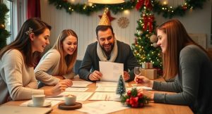 A project manager trying to plan the christmas celebration with a budget, collaboration, delegation and risk management for unexpected events