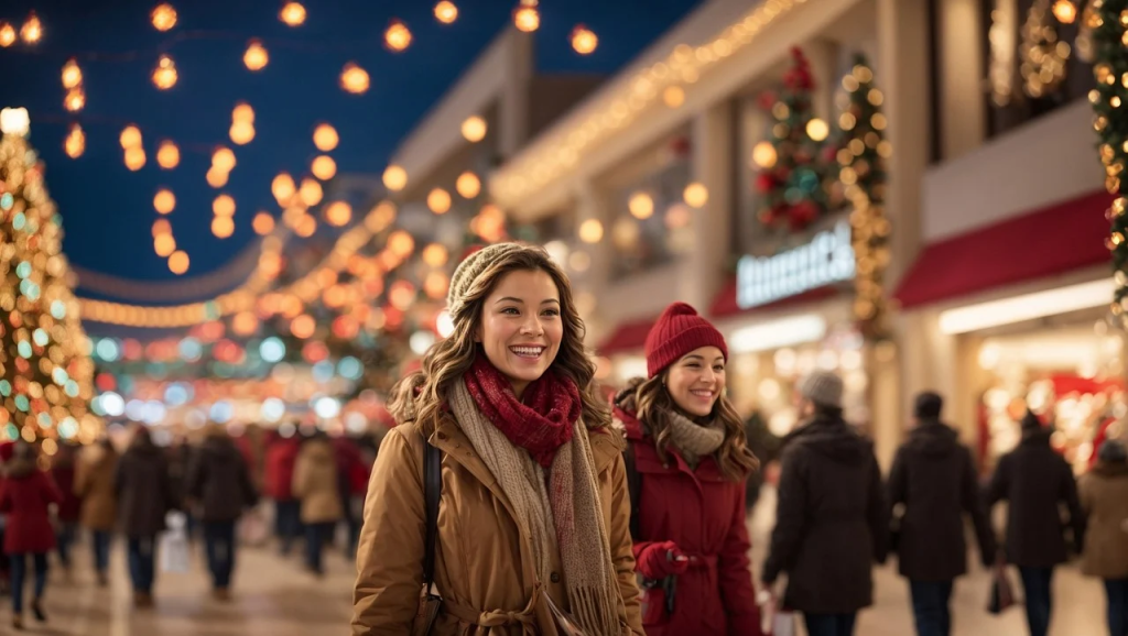 Ai generert bilde av to kvinner som er på juleshopping