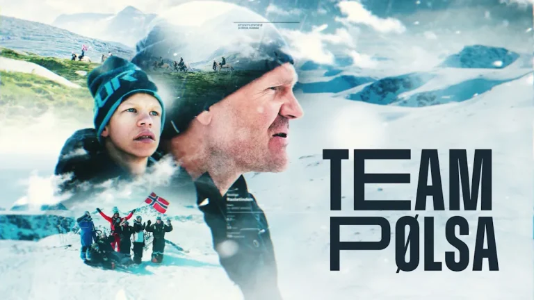 Collage fra Team Pølsa som viser Martin Johnsrud Sundby og deltakere i vinterlandskap på fjellet, med fokus på mestring, utholdenhet og bevegelse i motbakke.