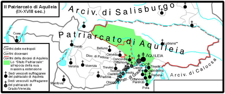 The Patriarchate of Aquileia between the IX and XVIII centuries.