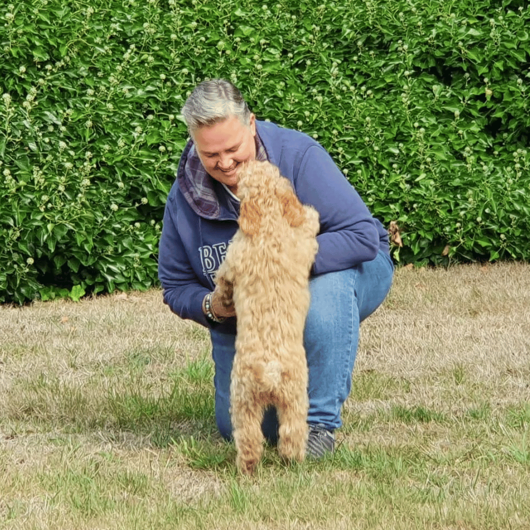 Peaches met cursist in de spiegel van HondenSpiegel