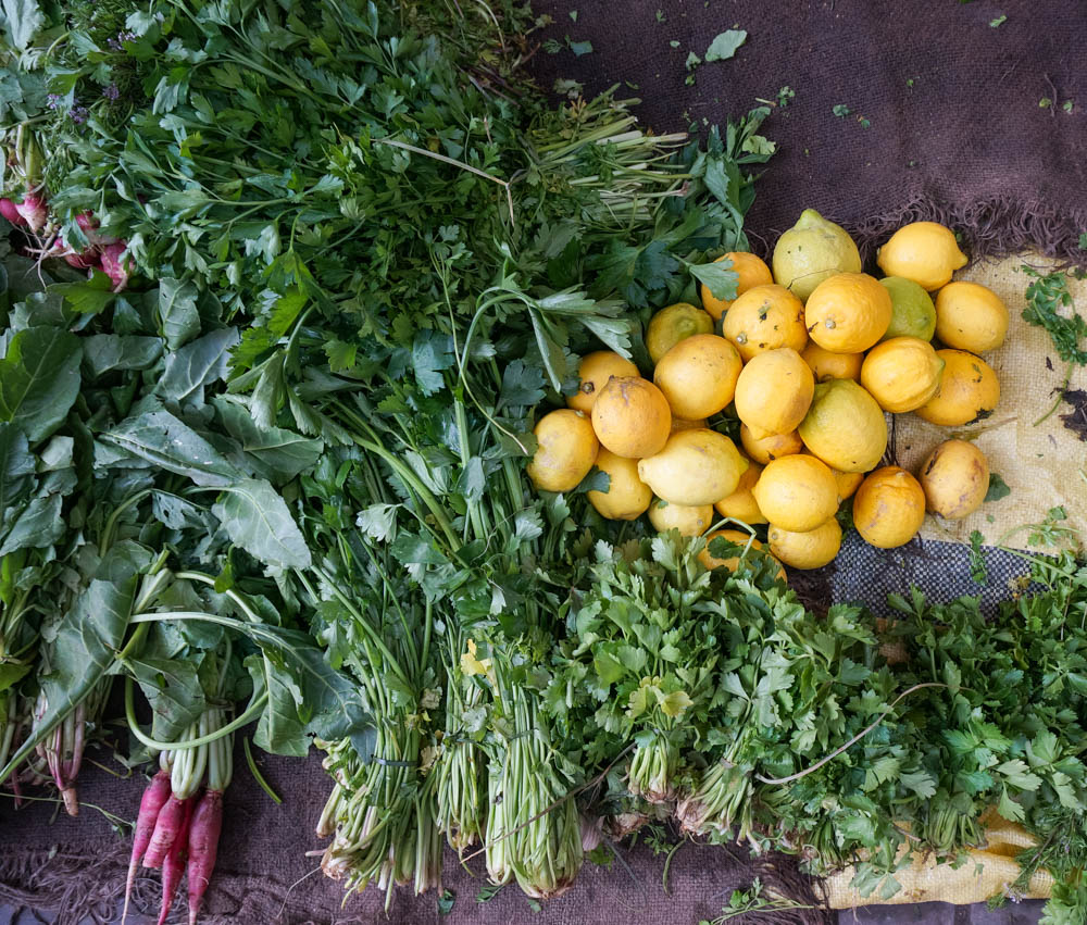 Grönsaksmarknad i Marrakech, Marocko