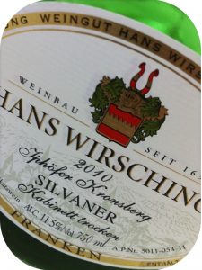 2010 Weingut Hans Wirsching, Silvaner Kabinett Trocken Iphöfer Kronsberg, Franken, Tyskland