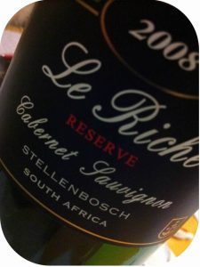 2008 Le Riche Wines, Cabernet Sauvignon Reserve, Stellenbosch, Sydafrika