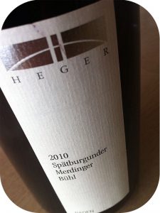 2010 Weingut Dr. Heger, Spätburgunder Merdinger Bühl, Baden, Tyskland