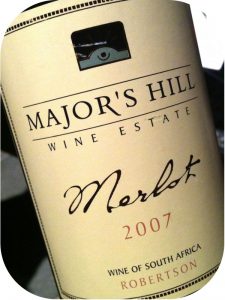 2007 Major’s Hill Wine Estate, Merlot Estate Wine, Western Cape, Sydafrika