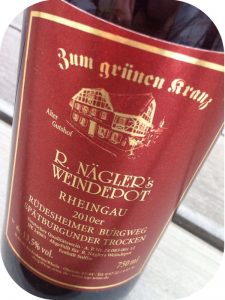 2010 R. Näglers Weindepot, Rüdesheimer Burgweg Spätburgunder Trocken, Rheingau, Tyskland