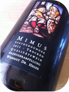 2011 Weingut Dr. Heger, Mimus Spätburgunder, Baden, Tyskland