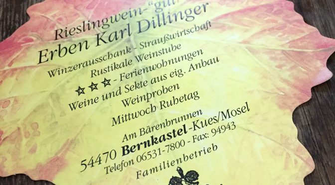 2014 Weingut Erben Karl Dillinger, Bernkastel-Kueser Rosenberg Riesling Kabinett Halbtrocken, Mosel, Tyskland