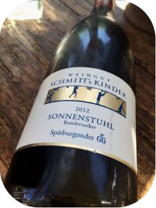 2012 Weingut Schmitt’s Kinder, Randersacker Sonnenstuhl Spätburgunder GG, Franken, Tyskland