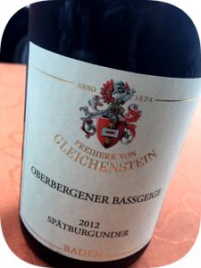 2012 Weingut Freiherr von Gleichenstein, Oberbergener Bassgeige Spätburgunder, Baden, Tyskland