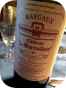 2012 Chateau Les Barraillots, Margaux Cru Artisan, Bordeaux, Frankrig