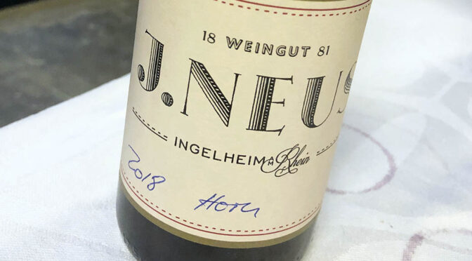 2018 Weingut J. Neus, Ingelheimer Horn Spätburgunder GG fadprøve, Rheinhessen, Tyskland