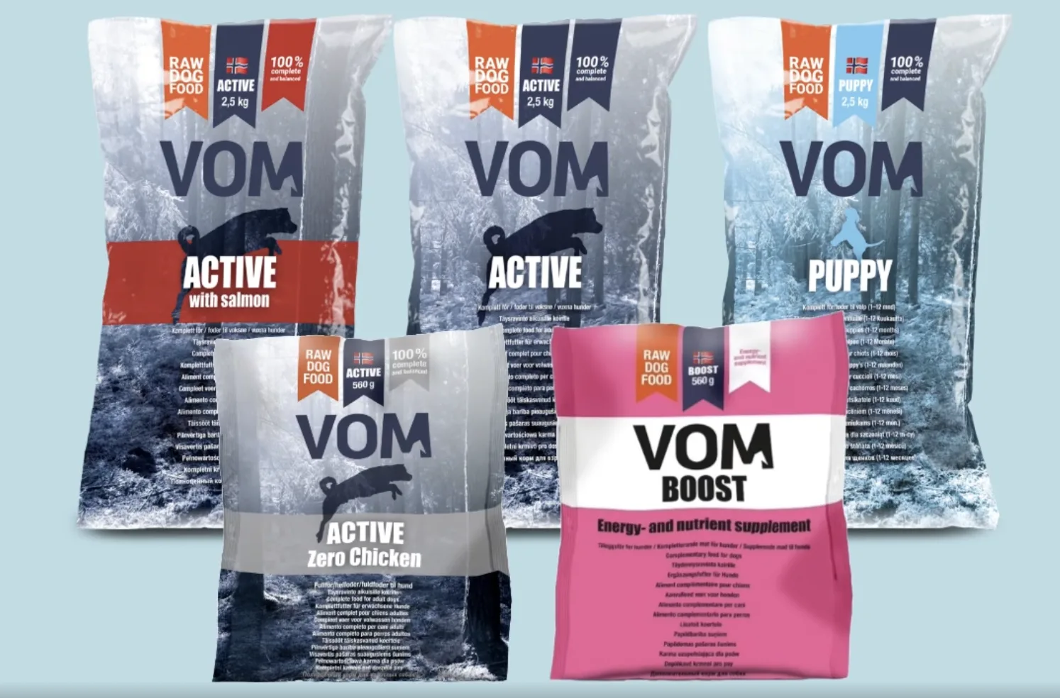 Färskfoder-produkter till hund från VOM.