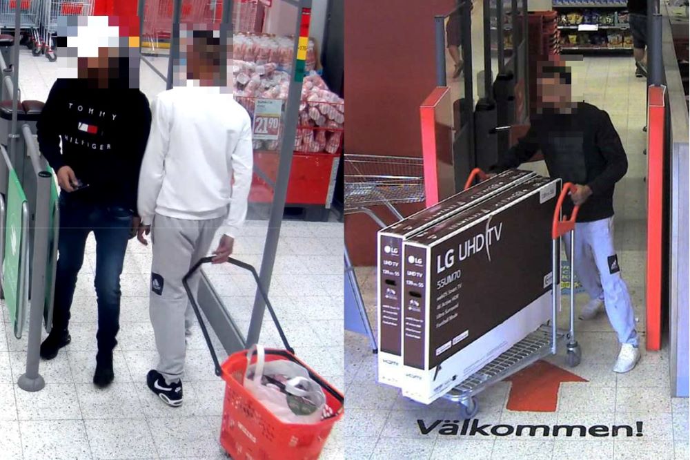 Polisen säkrade viktig bevisning i form av övervakningsbilder från olika butiker där mannen stulit kött och elektronik.