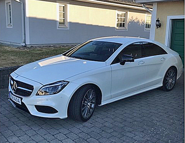 Vit Mercedes Benz CLS 400 Coupé stulen i Oxie strax söder om Malmö
