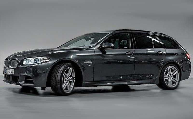 Grå metallic BMW 550I Touring med M-sport paket stulen i Strängnäs