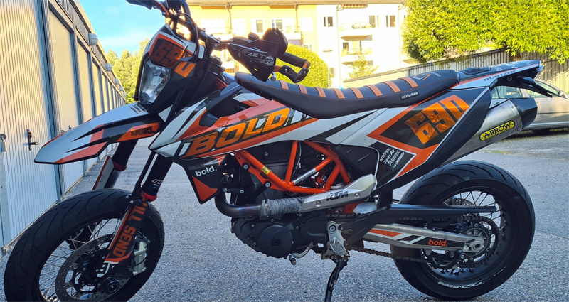 KTM 690 SMC R stulen i Tumba sydväst om Stockholm