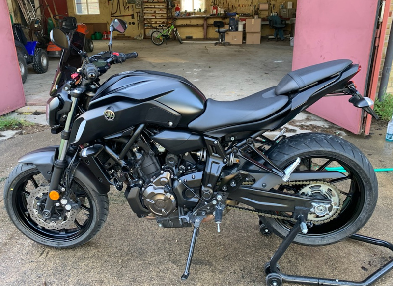 Svart Yamaha MT-07 stulen i Helsingborg