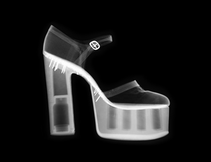 X-ray of Biba women’s shoe. X-ray courtesy of Hampshire Cultural Trust.