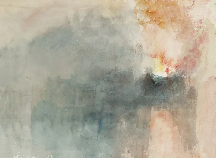 A World of Care: Turner and the Environment.Fire at the Grand Storehouse of the Tower of London, watercolour by J.M.W. Turner, 1841. © Tate.