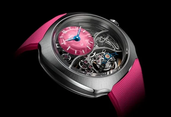 H. Moser & Cie. x Alpine Streamliner Cylindrical Tourbillon Skeleton Limited Edition Pink Livery 