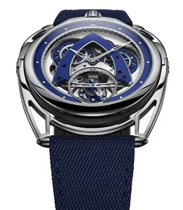 De Bethune DB28XP Steel Wheels Tourbillon with blue canvas strap