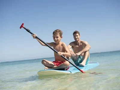 Paddling at Trou aux Biches Beachcomber