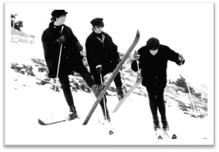 he Beatles posing for the photographers on the Kirchbühel slopes