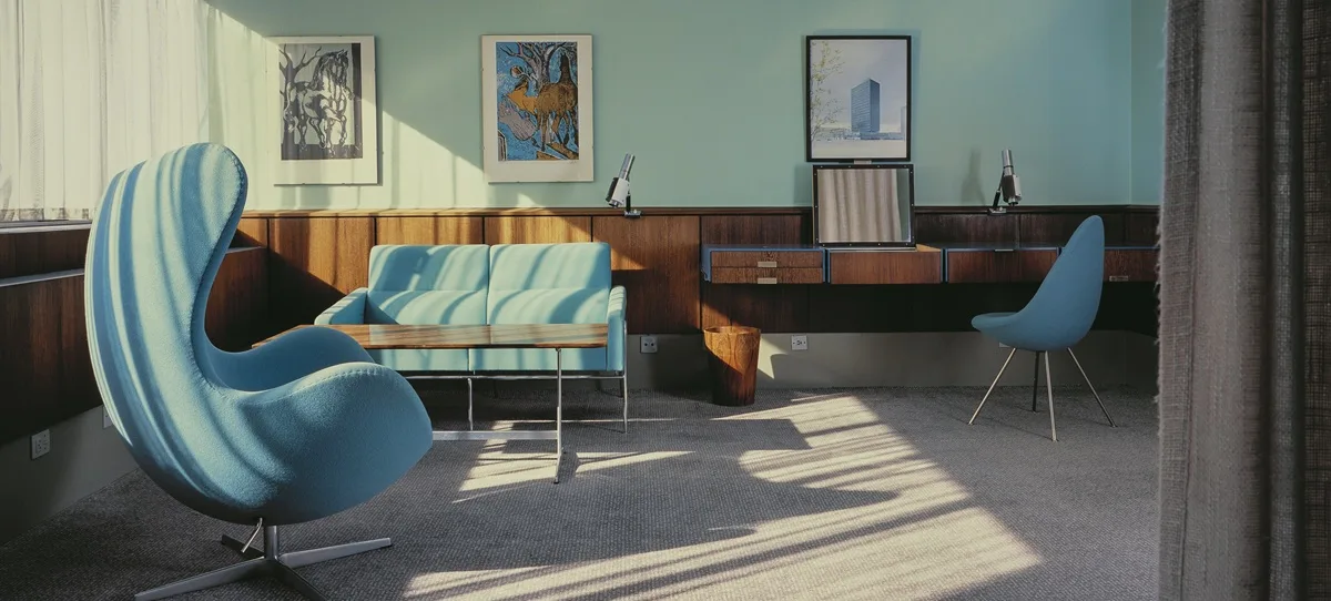 Arne Jacobsen, SAS Royal Hotel including the Egg Chair, 1966.