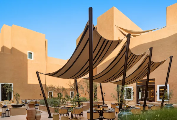 Courtyard of the Bab Samhan hotel in Diriyah.