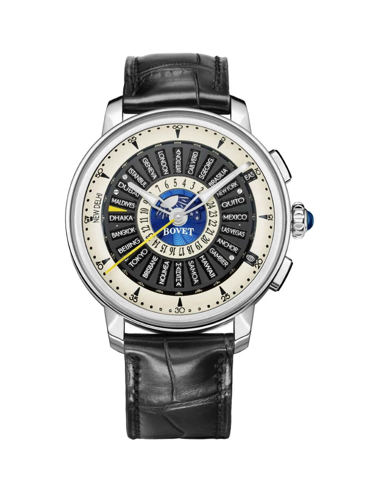 Bovet Réctial 30 titanium with London as prime meridian.