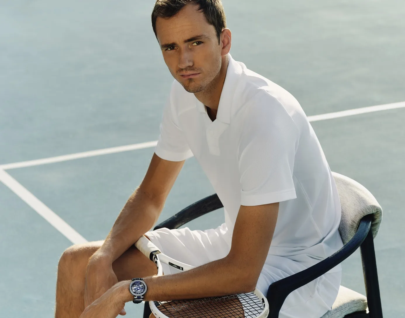 Daniil Medvedev is wearing a Bovet x Pininfarina Aperto 1 Blue,