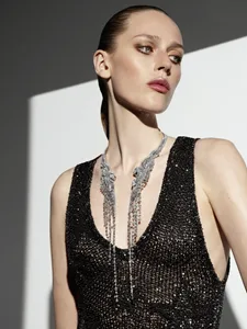 mbrace Your Destiny necklace in white gold and diamonds, with the hanging lines being removable for shorter wear.