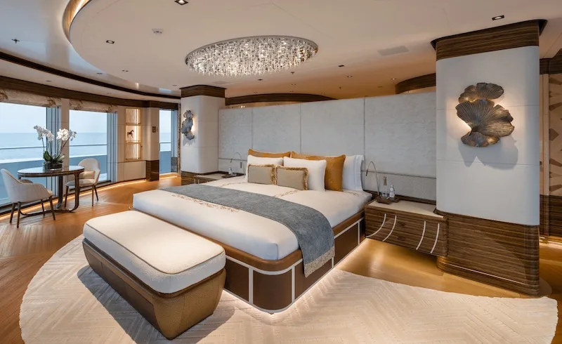 Energy superyacht upper deck owner’s stateroom.