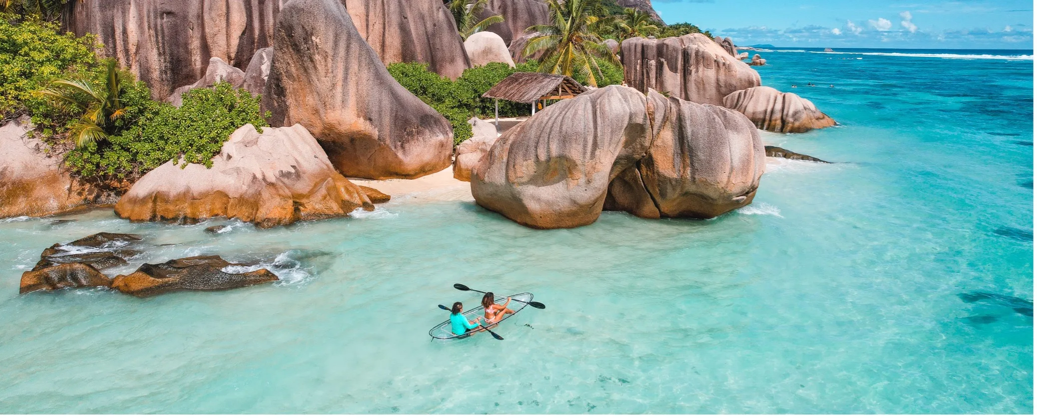 Kayaking at Anse Source d’Argent beach on La Digue, Seychelles