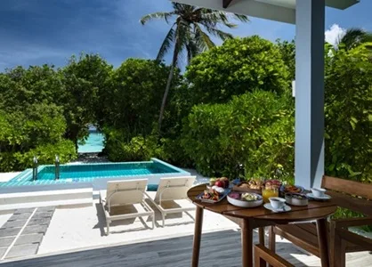 private garden of the pool from a Sky Beach Suite - Ifuru Island