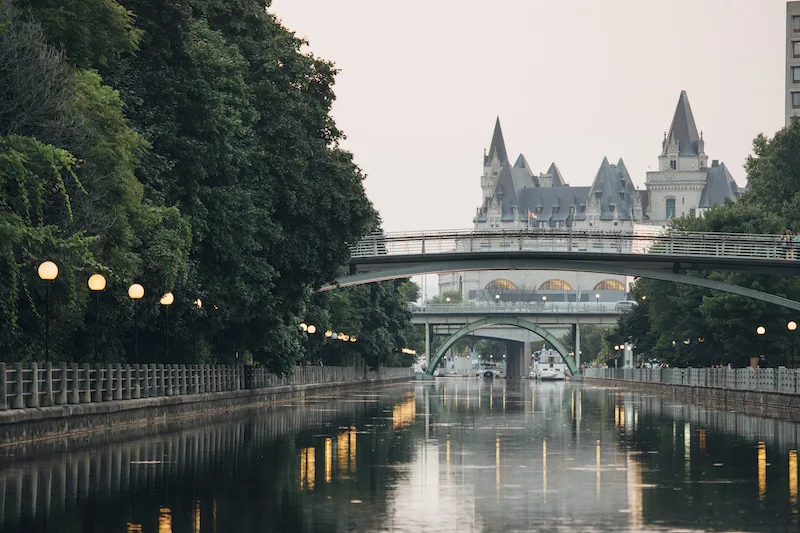 View of the Fairmont Château Laurier from a Rideau Canal Cruise