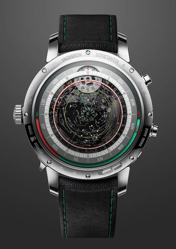 Back of Vacheron Constantin Les Cabinotiers Solaria showing constellations and chronograph