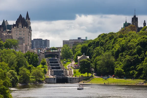 View of the Rideau Canal locks from the Ottawa River.
