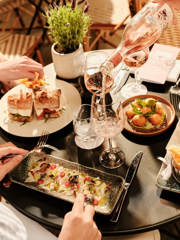 Three of the “Light Bites” in the Provence on the Lane menu – Caprese Ciabatta, Seabass Crudo and Crispy Gnocchi.