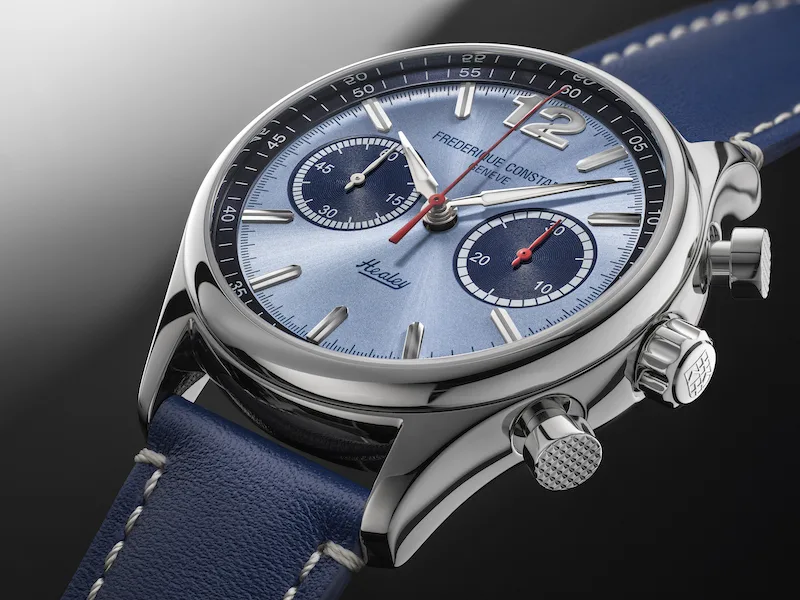 Front of the new Frederique Constant Classics Vintage Rally Healey 42mm chronograph.